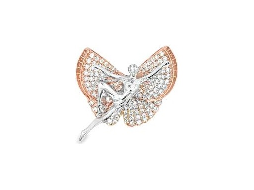 18K Rose and White Gold Fairy Pendant with Pavé-Set Natural Diamonds